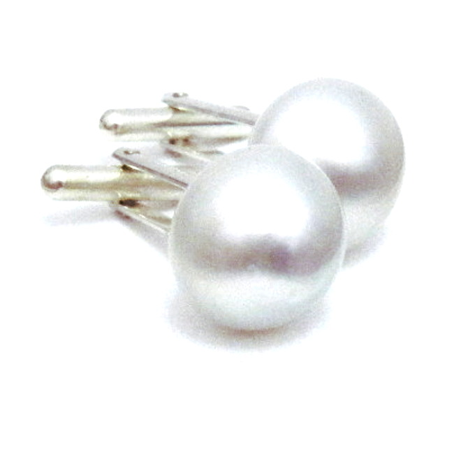 White 14.5mm Pearl Cufflinks
